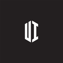 ui logo monogram with hexagon shape style design vector image