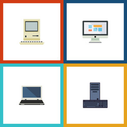 flat icon computer set of computing display vector image