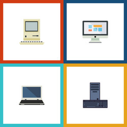 Flat icon computer set of computing display vector