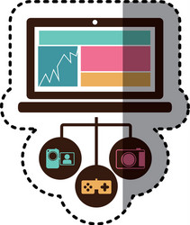 sticker colorful tech laptop computer database vector image