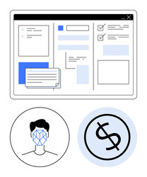 digital dashboard with tasks facial recognition vector image