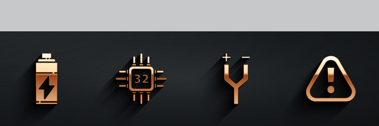 set battery processor with microcircuits cpu vector image