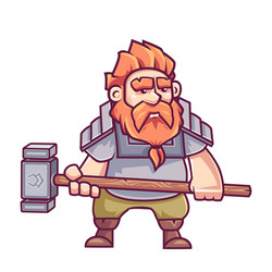 dwarf warrior holding a hammer vector