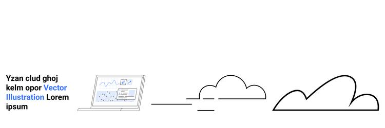 laptop screen displaying data with minimalistic vector image