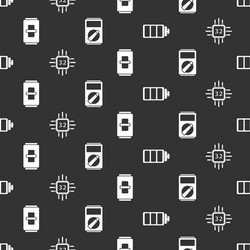 set battery charge level indicator processor vector image