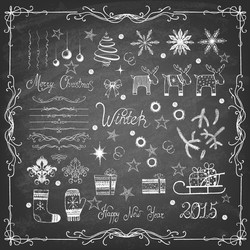 set christmas icons and decorative elements Vector Image