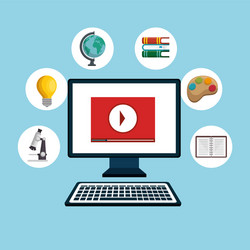 computer and objects design vector image