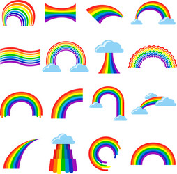 Cartoon rainbow collection set Royalty Free Vector Image