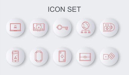 set line game dice mobile and playing vector image
