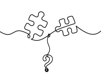 abstract jigsaw puzzle with question mark as line vector image