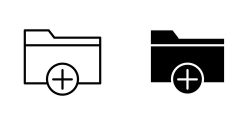 add folder icons set in filled and strokes vector image