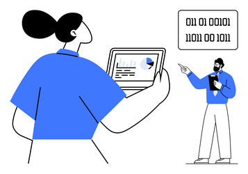 data presentation and team analysis vector image