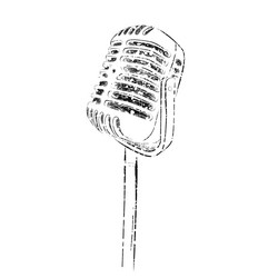 Hand draw sketch classic microphone Royalty Free Vector