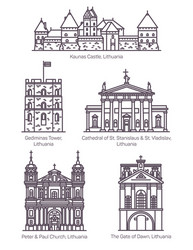 Lithuanian Landmarks - Thin Line Art vector image