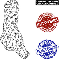 polygonal network mesh map of grande comore vector image