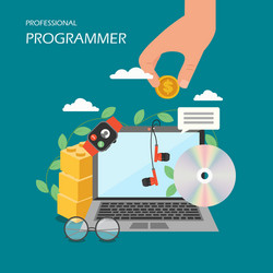 professional programmer flat style design vector