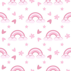 Seamless pattern with rainbow and hearts vector