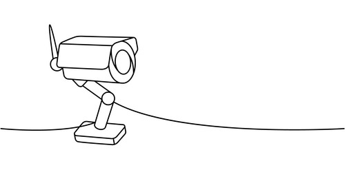 security video camera one line continuous drawing vector image