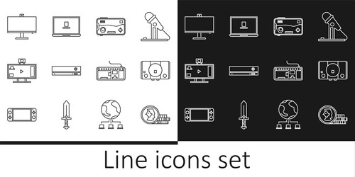 Set line coin for game video console mobile vector