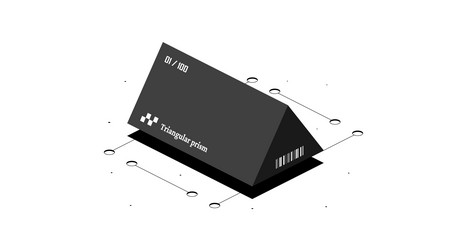 triangular prism mathematical figure black and 3d vector image