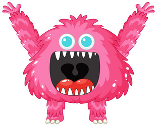 Cheerful pink alien monster cartoon character vector