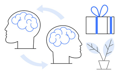 conceptual representation of idea exchange leading vector image