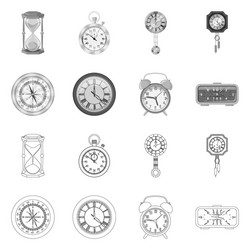 isolated object of clock and time sign collection vector image