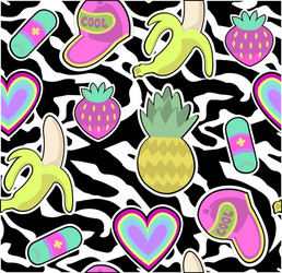 seamless pattern with fashion patch badges vector