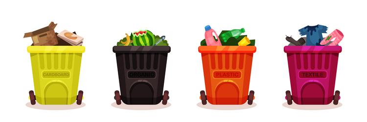 trash bins full of sorted garbage set vector image