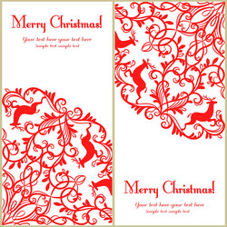 christmas greeting card with snowflake and deer vector image