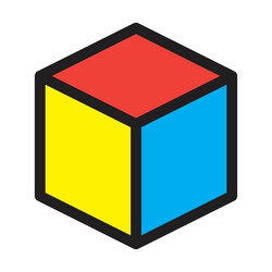 cube icon cuboid block shape element vector image
