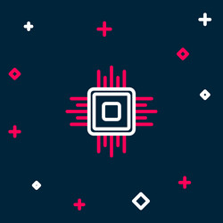 line computer processor with microcircuits cpu vector image