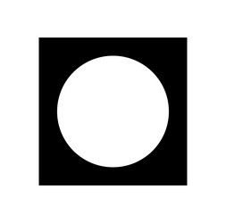 White dot on black square round and icon vector