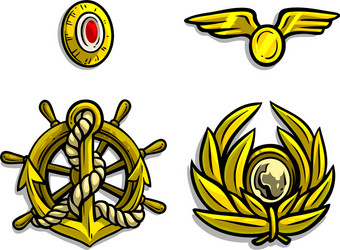 cartoon golden army badges for peaked caps vector