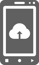 cloud upload mobile icon gray version vector image