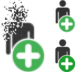 dissolved pixel add man figure icon with halftone vector image