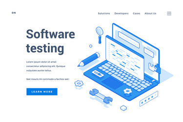 web page online resource with software testing vector image