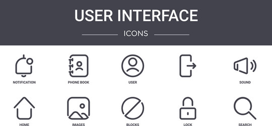 user interface concept line icons set contains vector image