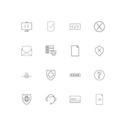 cyber security linear thin icons set outlined vector image