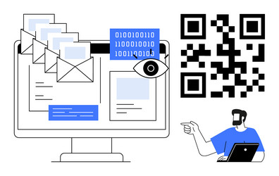 digitization of communication with email interface vector image
