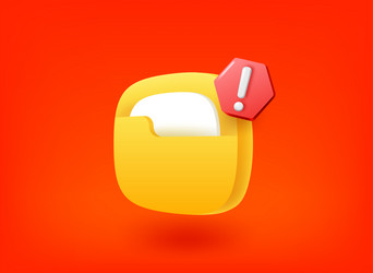 folder icon with exclamation point pictogram 3d vector image
