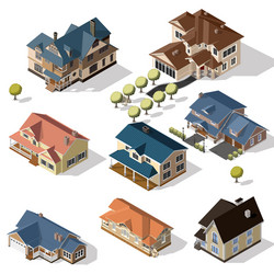 Isometric high quality city street urban buildings vector