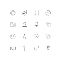 maps and navigation simple linear icons set vector image