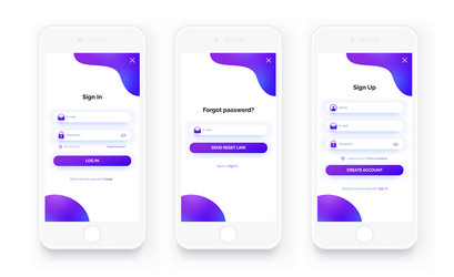 mobile ui kit sign up form in page set vector image