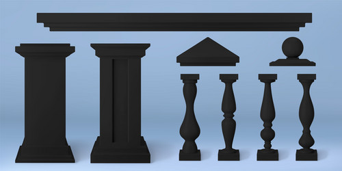 realistic 3d set of antique architecture elements vector