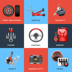 Car service concept flat icons set vector