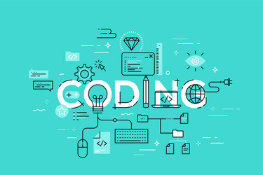 Coding Banner - Thin Line Style vector image