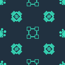set line blockchain technology processor chip vector image