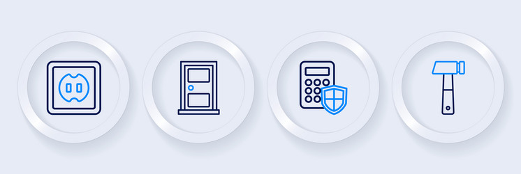 set line hammer security keypad access panel vector image