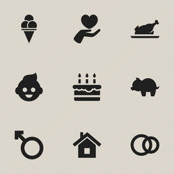 set of 9 editable relatives icons includes vector image